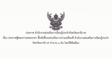 ประกาศผู้ชนะการเสนอราคา จัดซื้อรถส่งเสริมการอ่านเคลื่อนที่ สำนักงาน สกร.ประจำจังหวัดนราธิวาส